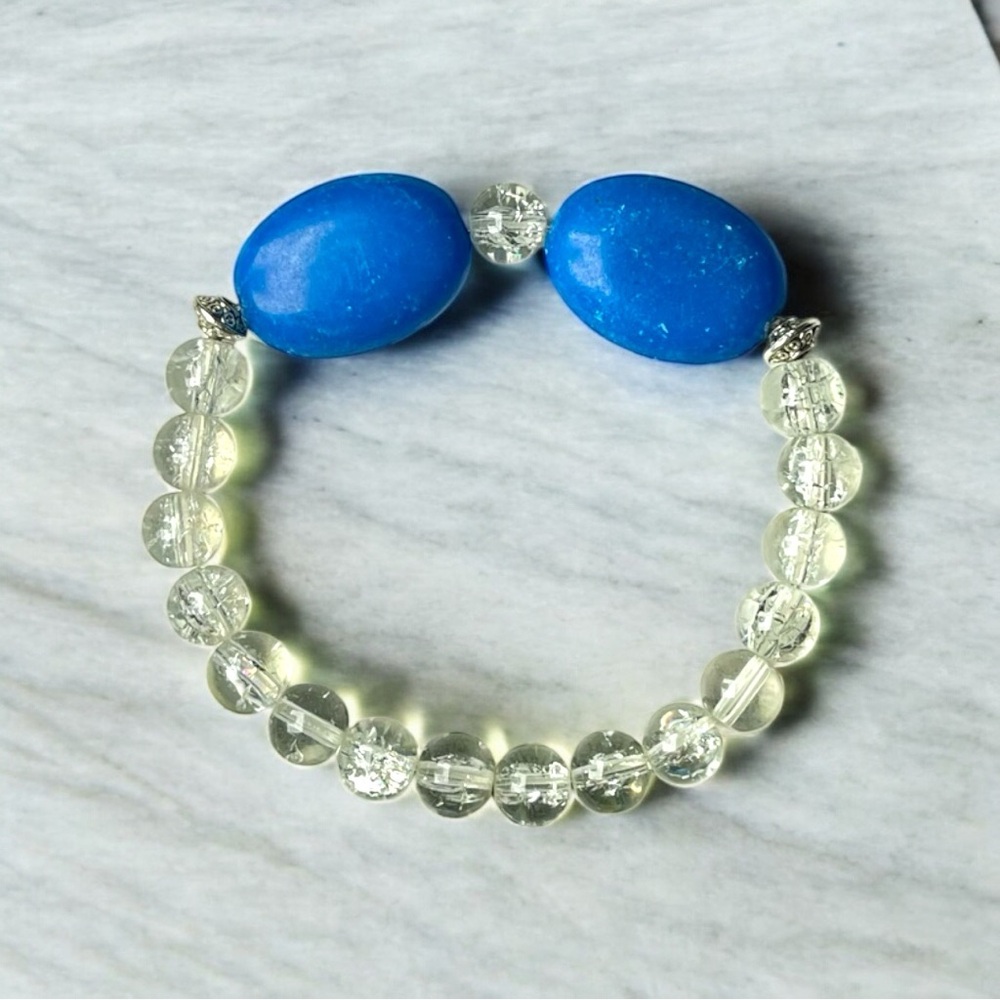 Lapis Lazuli & Clear Quartz Stone Bracelet